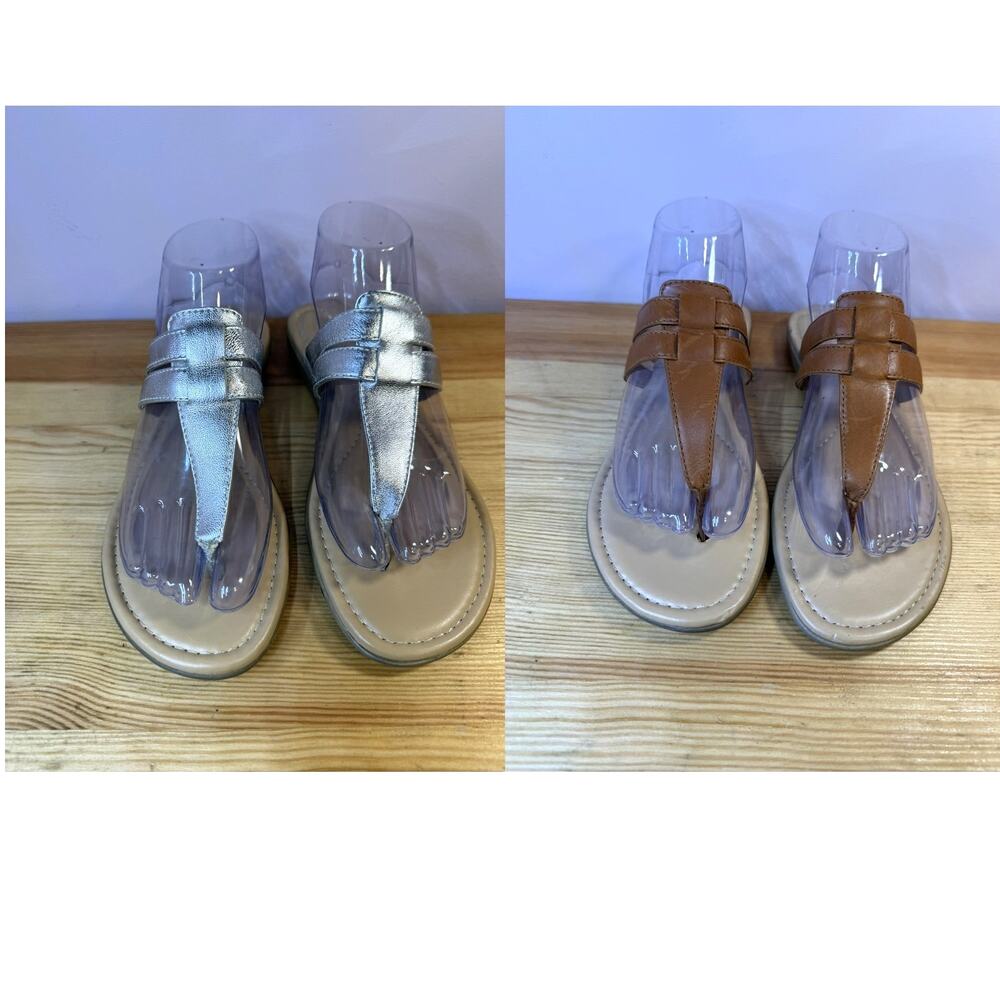 Rockport Women's Leather Thong Sandals Lot of 2 Size 8 Brown & Silver
